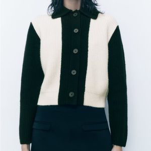 ZARA COMBINATION KNIT CARDIGAN
